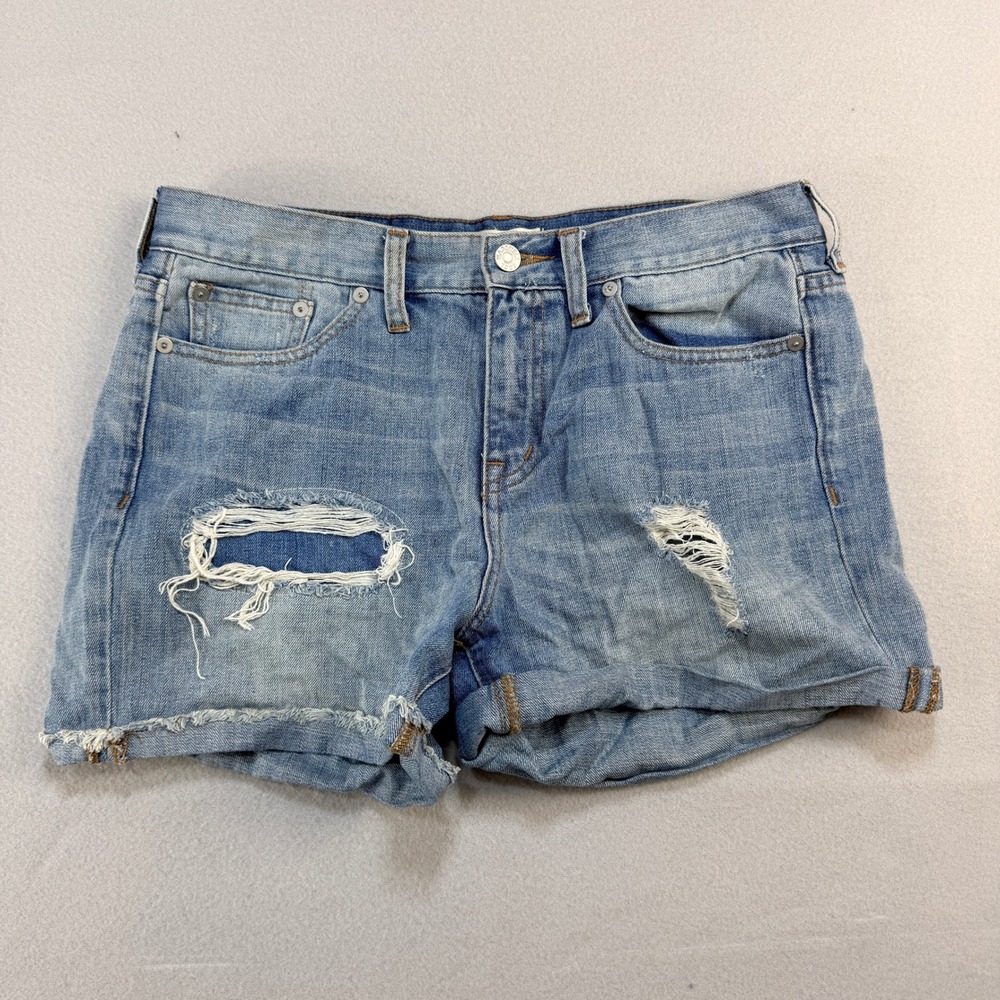 Madewell Distressed Denim Women Shorts Sz 29 Wash Frayed folded Hem